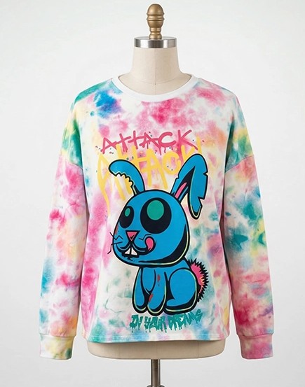 Panneau french terry motif lapin sur fond dégradé pastel